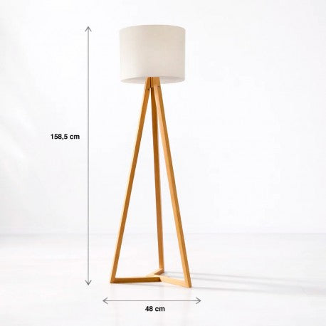 Lampara de Pie Classic Blanca / Madera