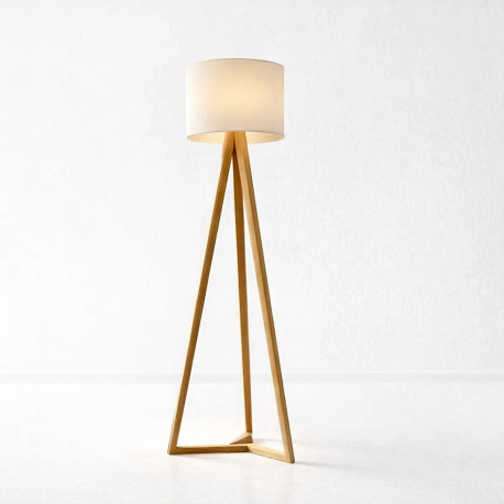 Lampara de Pie Classic Blanca / Madera