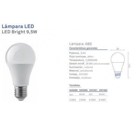 Imagen de Ampolleta LED A65 Clásica 15W/3000K E-27 Megabright disponible para compra online en Chile