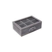 Caja de madera porta té 6 divisiones rústico