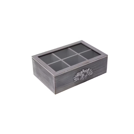 Caja de madera porta té 6 divisiones rústico
