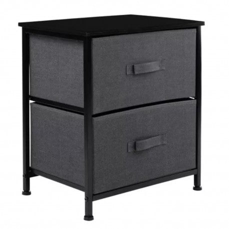 Imagen de Comoda 2 Cajones Tela Gris con Negro para hogar u oficina disponible online