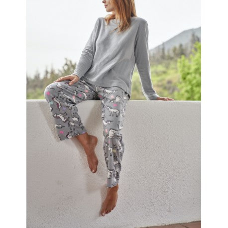 Conjunto pijama de polar gris mujer Baziani