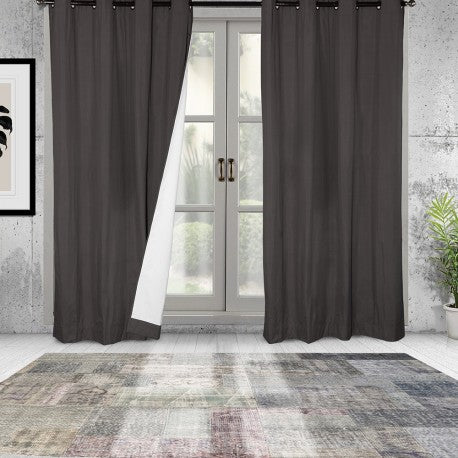Cortinas Set B.O. Microfibra 2 pzas. 1.40 x 2.25 cm Gris Oscuro. Masel