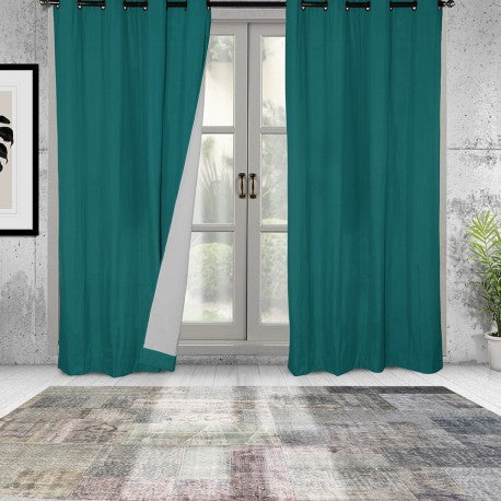 Cortinas Set B.O. Microfibra 2 pzas. 1.40 x 2.25 cm Turquesa. Masel