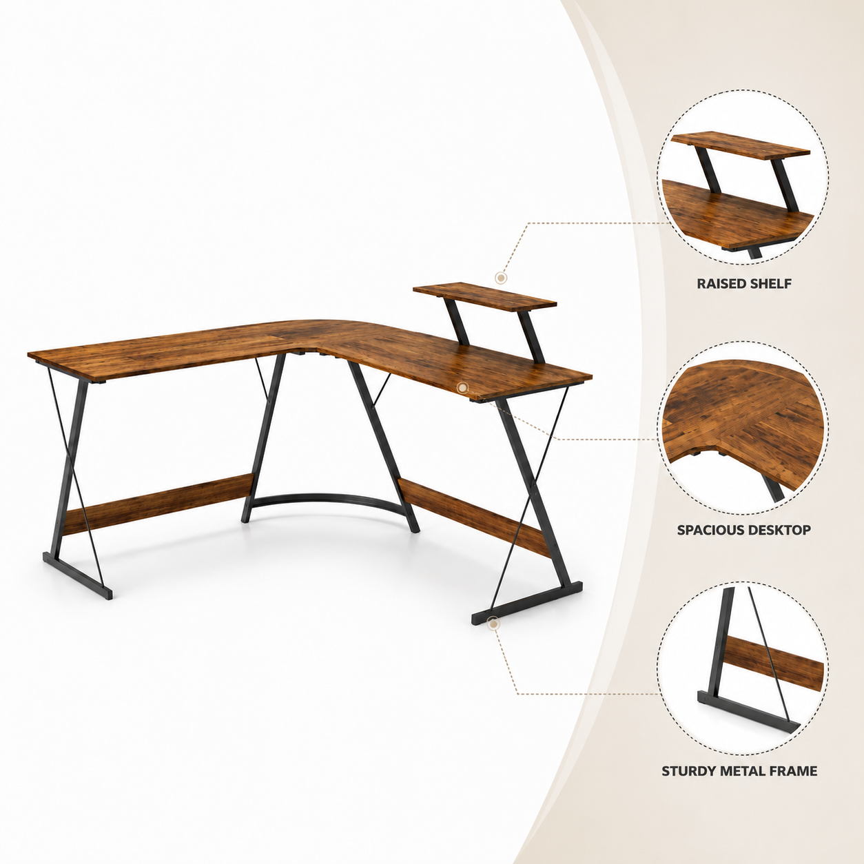 Escritorio esquinero madera Yesker