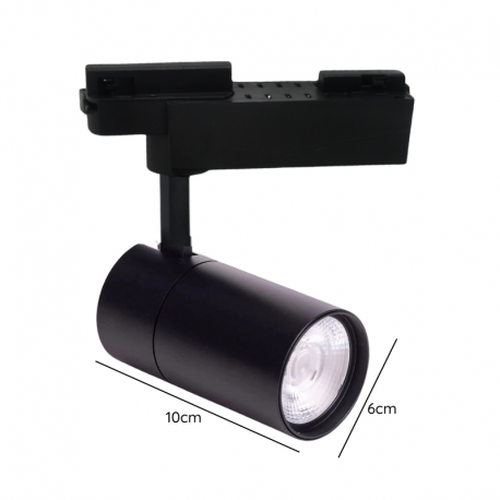 FOCO LED A RIEL MONOFASICO 10W 4000K NEGRO MODELO ALTAIR ZEROFLICKER A KONNERGIE
