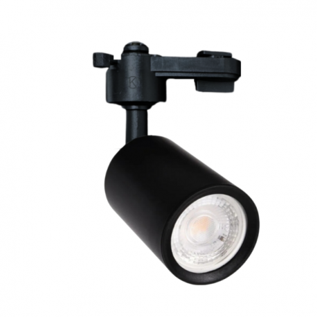 Foco porta gu10 negro a riel monofásico modelo Aquila
