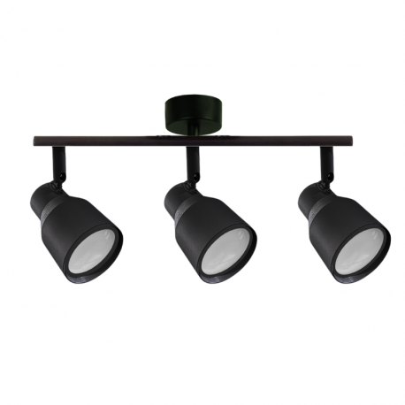 Foco porta gu10 triple negro sobrepuesto led modelo híades konnergie