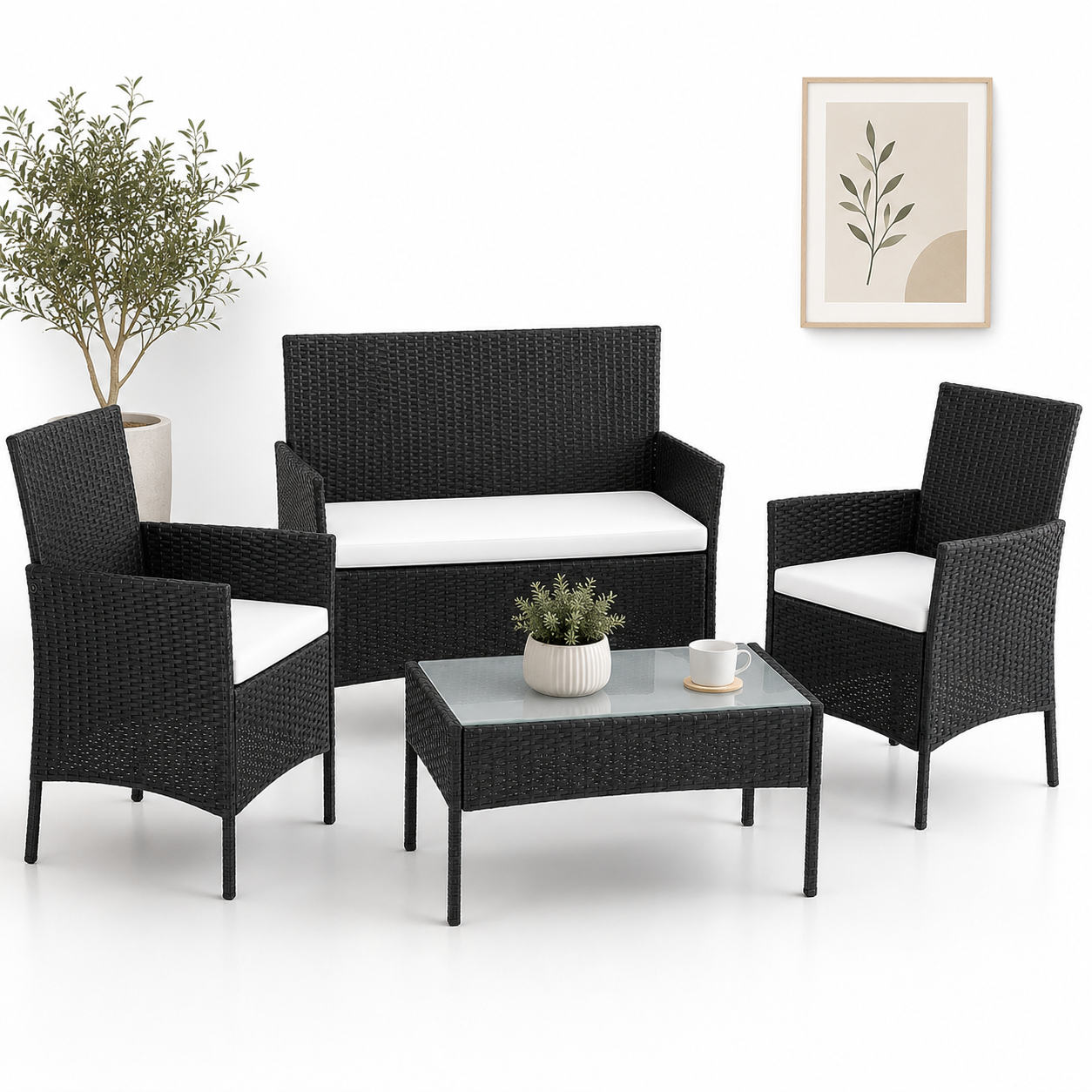 Juego Terraza Rattan 4 piezas.