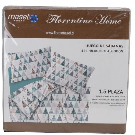 Juego de Sabanas Pinos 2.5 plazas Turquesa. Masel