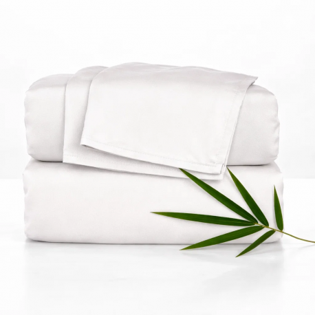 Juego de Sabanas de Bambu 300 Hilos Blanco Biancobelo King