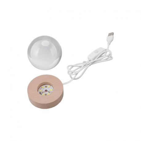 LAMPARA DE MESA LED BOLA DE CRISTAL 6 LUNA 3000K DC5V USB 1W KONNEGIE