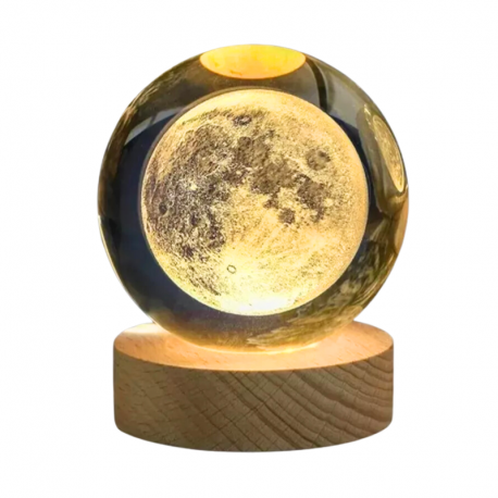 LAMPARA DE MESA LED BOLA DE CRISTAL 6 LUNA 3000K DC5V USB 1W KONNEGIE