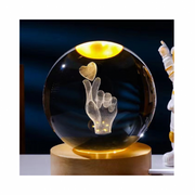 LAMPARA DE MESA LED BOLA DE CRISTAL 8 AMOR 3000K DC5V USB 1W KONNERGIE