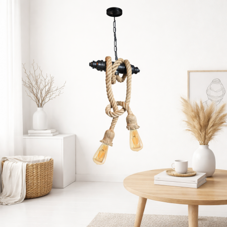 Lámpara de techo porta ampolleta 2 soquete e27 modelo Yute Sina