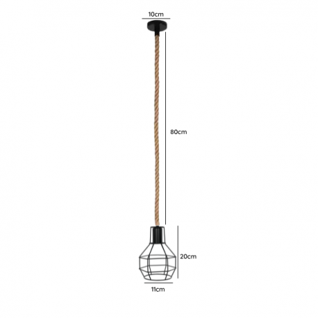 Lámpara de techo porta ampolleta e27 modelo Yute Siegburg