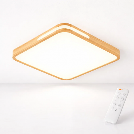 Lámpara led moderna con control cuadrado para sobreponer 36+36w 400mm madera clara 3000k-4000k-6000k modelo tannistha