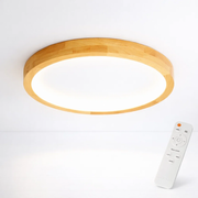 Lámpara led moderna con control redonda sobrepuesta 24+24w 300mm madera clara 3000k-4000k-6000k modelo tannistha Konnergie