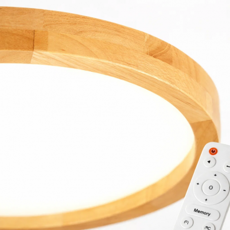 Lámpara led moderna con control redonda sobrepuesta 36+36w 400mm madera clara 3000k-4000k-6000k Konnergie