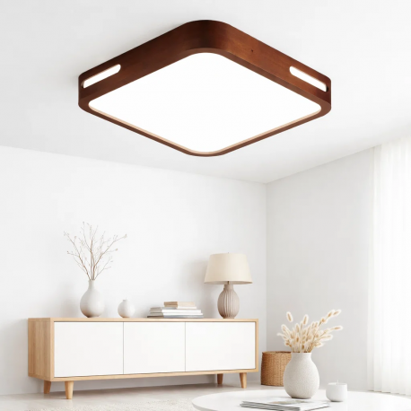Lámpara led moderna cuadrado sobrepuesta 24+24w 300mm madera oscura 3000k-4000k-6000k modelo urvi konnergie
