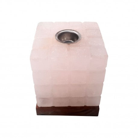Lampara de sal aromaterapia cubo blanca