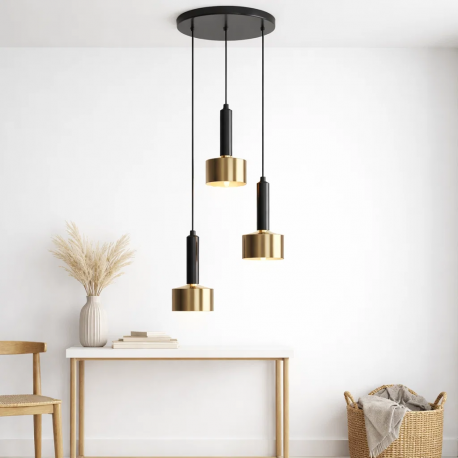 Lampara colgante base redonda estilo nordico triple
