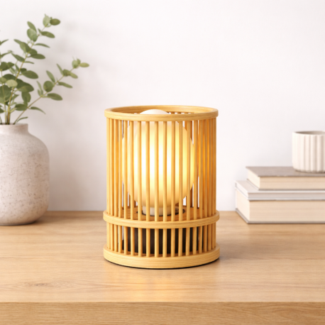 Lampara de mesa Bamboo cilindrica