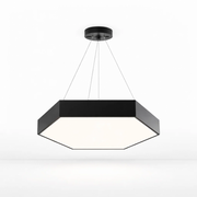 Lampara led moderna colgante 48w 600mm negra 6000k modelo hexagono cerrado sudeep Konnergie