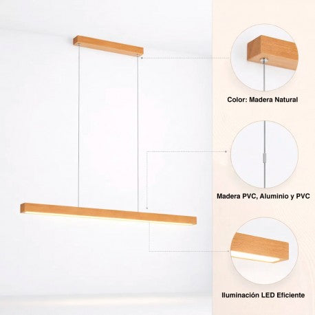 Lampara techo led Camacho wood