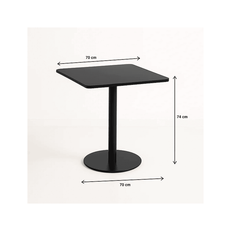 Mesa restaurant 70x70 Tubo Metal cubierta MDF