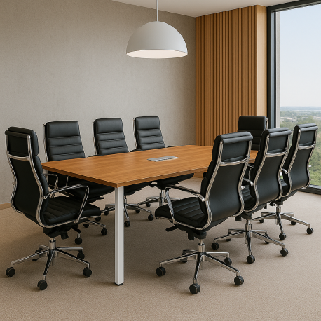 Imagen de Mesa de Reunión con Pasacables Natura Blanca 220x120cm para hogar u oficina disponible online