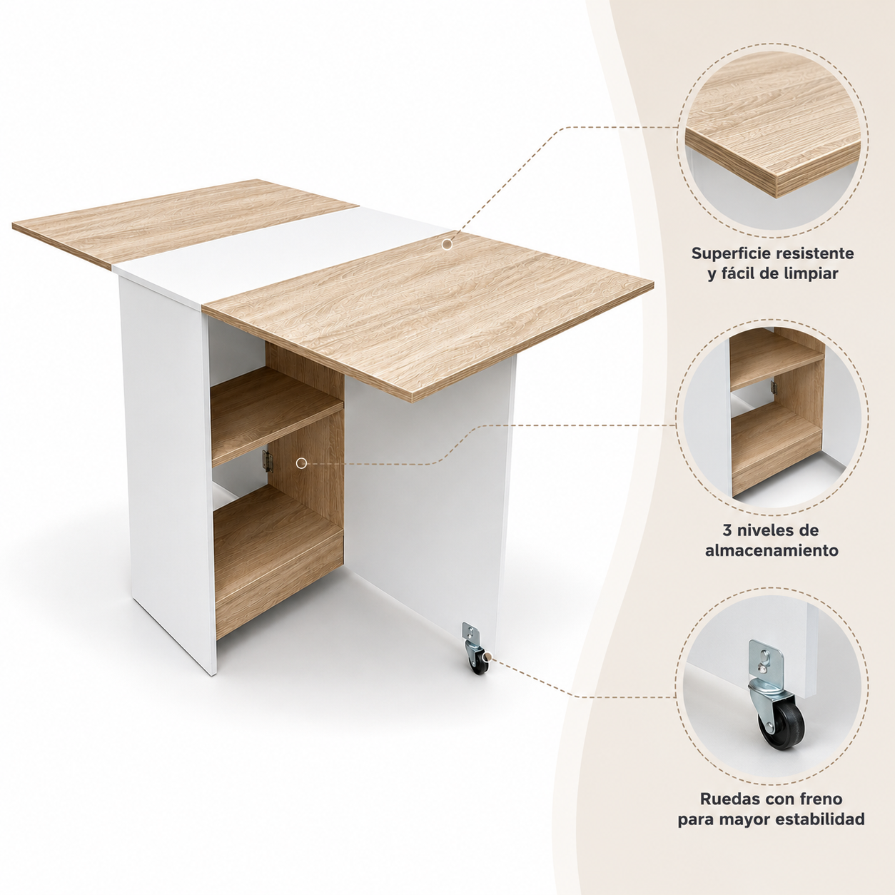 Mesa plegable Comedor o Cocina Acacia Arena