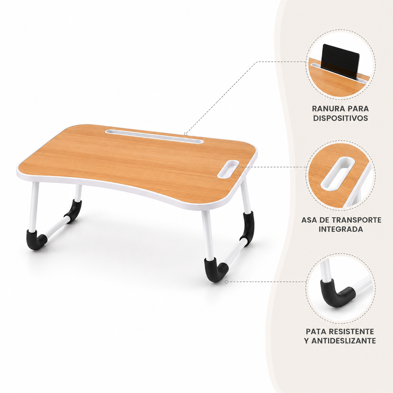 Mesa plegable para notebook madera