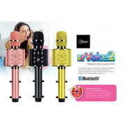 Imagen de Micrófono Karaoke Lil Voice 2 LED Soporte Metal Gold MLAB