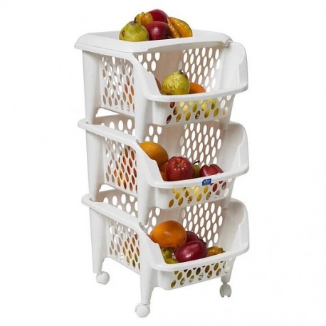 Organizador de despensa Real Grande 3 Niveles Blanco Reyplast para hogar disponible online en El Container