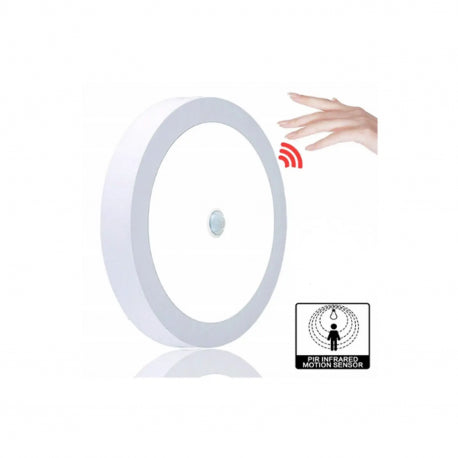 PANEL SOBREPUESTO PRO CON SENSOR DE MOVIMIENTO REDONDO 18W CALIDO 3000K KONNERGIE para iluminación disponible online en El Container