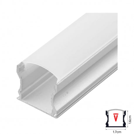 PERFIL 2M GRIS DIFUSOR DE 045MM MOD 613 PLANO ALTO SOBREP TAPA Y HEBILLAS KONNERGIE para iluminación disponible online en El Container