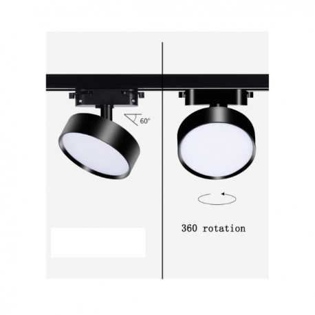 PORTA PANEL LED REDONDO NEGRO 18W NEUTRO 4000K A RIEL MODELO QUTU KONNERGIE