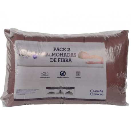 Pack 2 Almohadas Premium Microfibra Chocolate. Masel