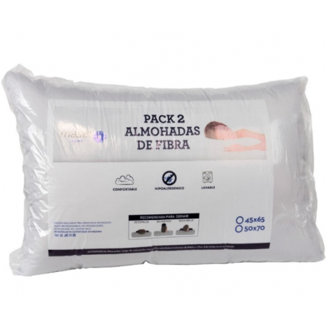 Pack 2 Almohadas Premium Microfibra Gris Claro. Masel