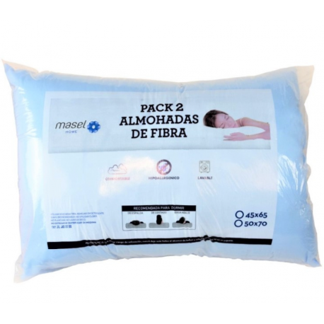 Pack 2 Almohadas Premium Microfibra Light Blue. Masel