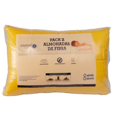 Pack 2 Almohadas Premium Microfibra amarillo. Masel