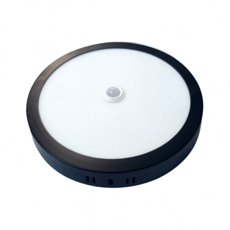 Panel sobrepuesto negro pro con sensor de movimiento redondo 18w neutro 4000k para iluminación disponible online en El Container