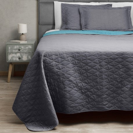 Quilt Bicolor 2,5 plazas Gris Turquesa. Masel