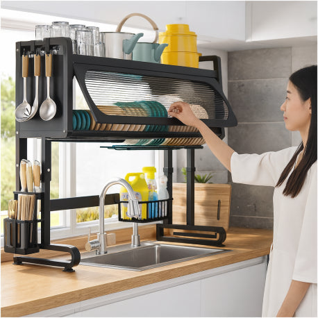 Secador escurridor de platos con almacenamiento superior para muebles disponible online en El Container