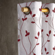 Set 2 Cortinas velo Bordado Teresita 1.40 X 2.25 cm. Rojo. Masel