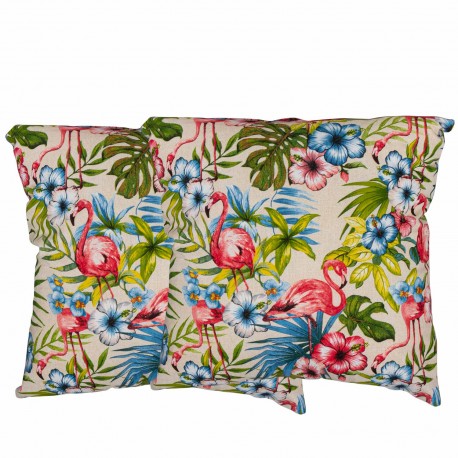 Set 2 cojines Lona Española Flamingo 50X50 cm. Beige. Masel