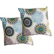 Set 2 cojines Lona Española Mandala 50x50 cm. Verde. Masel