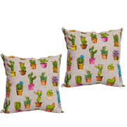 Set 2 cojines Lona Espanola Agave 50x50 cm. Blanco. Masel